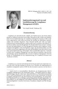 Implementierungsstand von und Sensibilisierung für Compliance-Management in KMUs