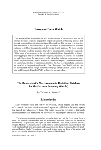 The Bundesbank's Macroeconomic Real-time Database for the German Economy (Gerda)