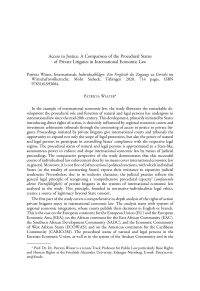 Access to Justice: A Comparison of the Procedural Status of Private Litigants in International Economic Law