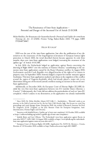 The Renaissance of Inter-State Applications – Potential and Danger of the Increased Use of Article 33 ECHR