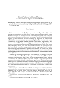 Harmful Traditional and Cultural Practices in International and Regional Human Rights Law