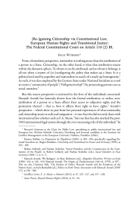 (Re–)gaining Citizenship via Constitutional Law, European Human Rights and Transitional Justice: The Federal Constitutional Court on Article 116 (2) BL