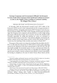 German Corporate and Government Officials’ Involvement in Arms Trade with Countries of the Saudi-led Coalition in Yemen: A Link in the Supply Chain Leading to Criminal Liability for Alleged War Crimes?
