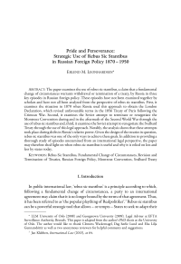 Pride and Perseverance: Strategic Use of Rebus Sic Stantibus in Russian Foreign Policy 1870 – 1950