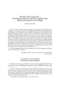 The king is dead, long live the …: Evaluating Alternatives to the WTO Appellate Body Within and Outside the WTO Regime