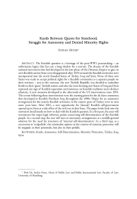 Kurds Between Quests for Statehood, Struggle for Autonomy and Denied Minority Rights