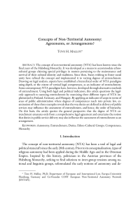 Concepts of Non-Territorial Autonomy: Agreements, or Arrangements?