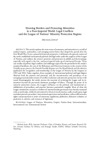 Drawing Borders and Protecting Minorities in a Post-Imperial World: Legal Conflicts and the League of Nations’ Minority Protection Regime