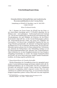 Grundrechtliche Schutzpflichten und medizinische Ressourcenallokation in der Corona-Krise
