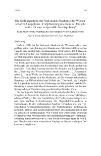 Die Stellungnahme der Nationalen Akademie der Wissenschaften Leopoldina „Fortpflanzungsmedizin in Deutschland – für eine zeitgemäße Gesetzgebung“