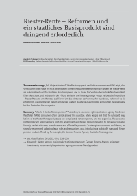 Riester-Rente – Reformen und ein staatliches Basisprodukt sind dringend erforderlich