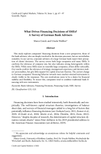 What Drives Financing Decisions of SMEs? A Survey of German Bank Advisers