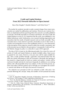 Credit and Capital Markets: From 2022 Onwards Subscribe-to-Open-Journal