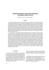 Corporate Investment, Asymmetric Information and Agency Costs in the UK