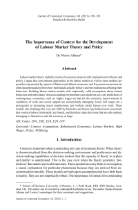 The Importance of Context for the Development of Labour Market Theory and Policy