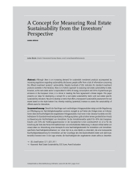A Concept for Measuring Real Estate Sustainability from the Investors’ Perspective