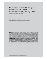 Sustainable Financial Literacy and Preferences for Sustainable Investments among Young Adults