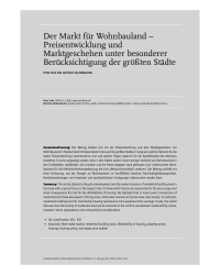 Der Markt für Wohnbauland – Preisentwicklung und Marktgeschehen unter besonderer Berücksichtigung der größten Städte