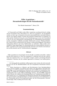 Killer Acquisitions – Herausforderungen für die Fusionskontrolle