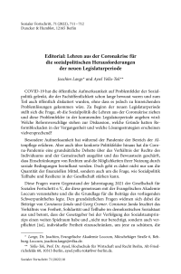 Editorial: Lehren aus der Coronakrise für die sozialpolitischen Herausforderungen der neuen Legislaturperiode