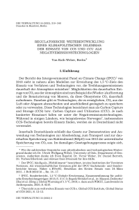 Regulatorische Weiterentwicklung eines klimapolitischen Dilemmas: Der Einsatz von CCS und CCU als Negativemissionstechnologien