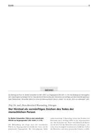 Der Hirntod als vernünftiges Zeichen des Todes der menschlichen Person