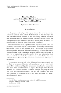 Firm Size Matters – An Analysis of Size Effects on Investment Using Firm-level Panel Data