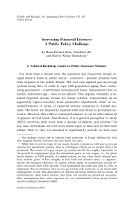 Increasing Financial Literacy: A Public Policy Challenge