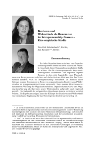 Barrieren und Widerstände als Hemmnisse im Intrapreneurship-Prozess – Eine empirische Studie