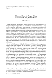 Memorial Event for Ansgar Belke, November 25–26th, 2021 in Essen