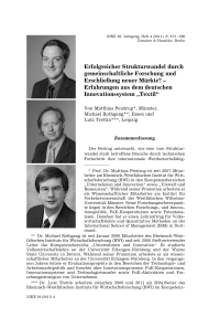 Erfolgreicher Strukturwandel durch gemeinschaftliche Forschung und Erschließung neuer Märkte? – Erfahrungen aus dem deutschen Innovationssystem “Textil“