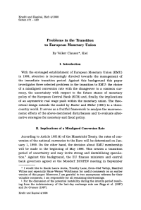 Problems in the Transition to European Monetary Union