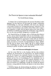 Zur Theorie des Sparens in einer wachsenden Wirtschaft