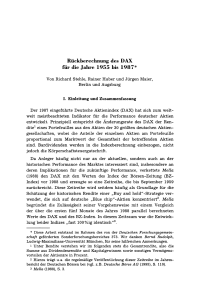 Rückberechnung des DAX für die Jahre 1955 bis 1987