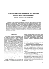 Sunk Costs, Managerial Incentives and Firm Productivity — Empirical Evidence for German Corporations
