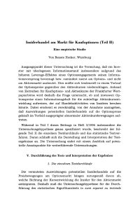 Insiderhandel am Markt für Kaufoptionen (Teil II)