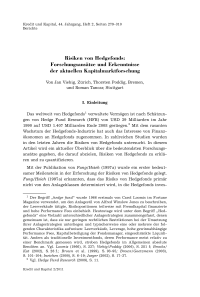 Risiken von Hedgefonds: Forschungsansätze und Erkenntnisse der aktuellen Kapitalmarktforschung