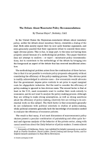 The Debate About Monetarist Policy Recommendations