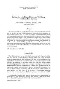 Satisfaction with Life and Economic Well-Being: Evidence from Germany
