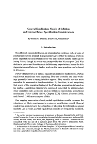 General Equilibrium Models of Inflation and Interest Rates: Specification Considerations