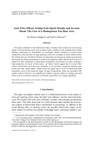 Asset Price Effects Arising from Sports Results and Investor Mood: The Case of a Homogenous Fan Base Area