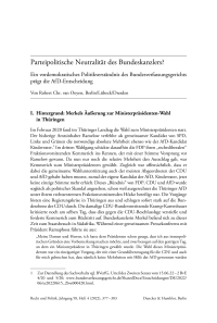 Parteipolitische Neutralität des Bundeskanzlers?