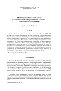 The Intergenerational Transmission of Economic Disadvantages and Social Exclusion – Constraints on Social Mobility
