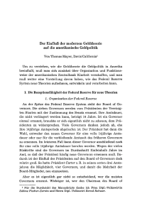 Der Einfluß der modernen Geldtheorie auf die amerikanische Geldpolitik