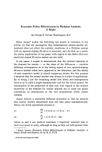 Economic Policy Effectiveness in Hicksian Analysis: A Reply