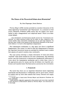 The Nature of the Theoretical Debate about Monetarism