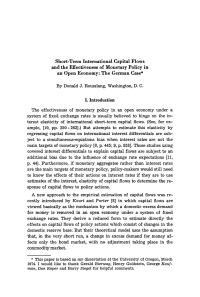 Short-Term International Capital Flows and the Effectiveness of Monetary Policy in an Open Economy: The German Case