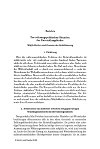Zur währungspolitischen Situation der Entwicklungsländer
