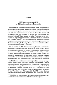 IWF-Jahresversammlung 1978 im Zeichen internationaler Kompromißbereitschaft