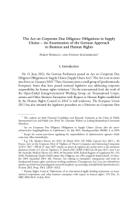 The Act on Corporate Due Diligence Obligations in Supply Chains – An Examination of the German Approach to Business and Human Rights